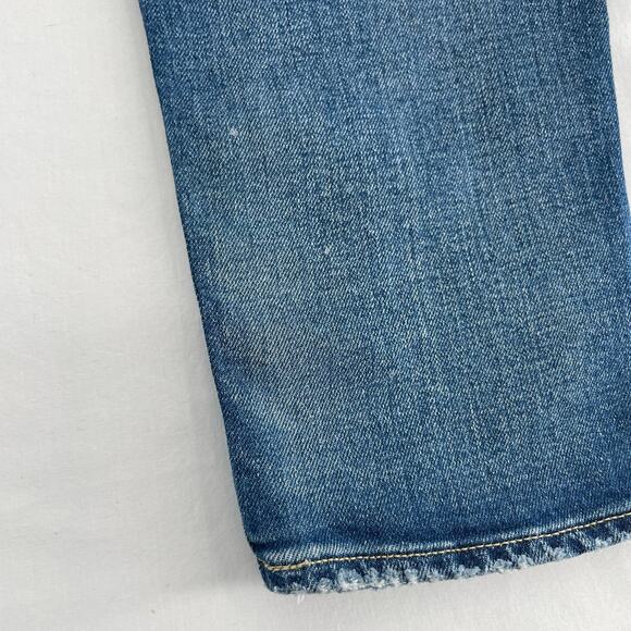 Moussy Vintage Lancaster Skinny Blue Jeans Distressed Splattered Embroidered 29 - Picture 12 of 15